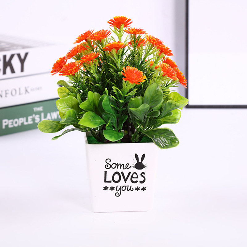 Arrangement floral de chrysanthèmes en pot, Orange
