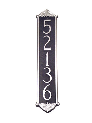 Plaque d’adresse murale sur 5 lignes scroll, Noir / argent
