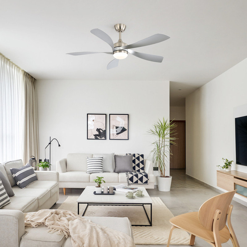 52-Inch Smart Ceiling Fan with Light, 5 ABS Blades, Dimmable LED & Memory Function, Suitable for Living Room, Bedroom & Indoor Spaces