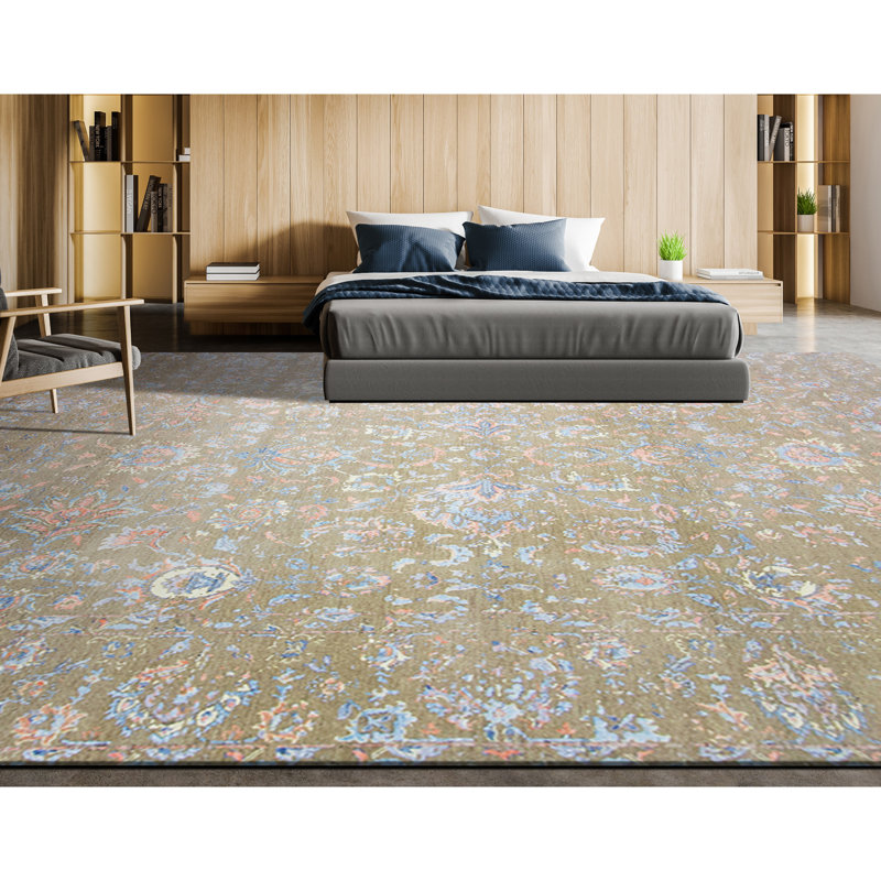 Floral Area Rug in Natural, Rectangle 9' x 12'