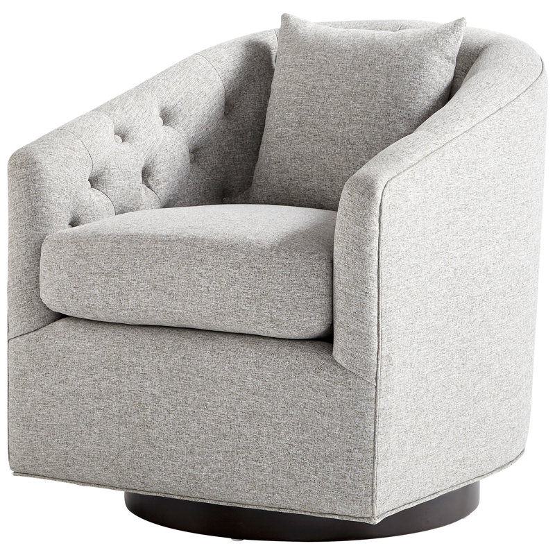 Contemporary Swivel Accent Chair in Sophisticated Gray with Wood Base