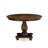 7 Piece Kitchen Table Set Consist of a Round Dining Table with Pedestal and 6 Blue Color Linen Fabric Parson Chairs, Distressed Jacobean-539328812-539393346