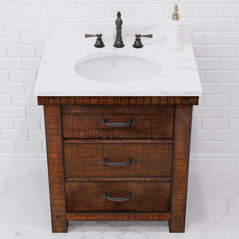 Ailani 30'' Single Bathroom Vanity with Top, Carrara White, Rostic Sienna