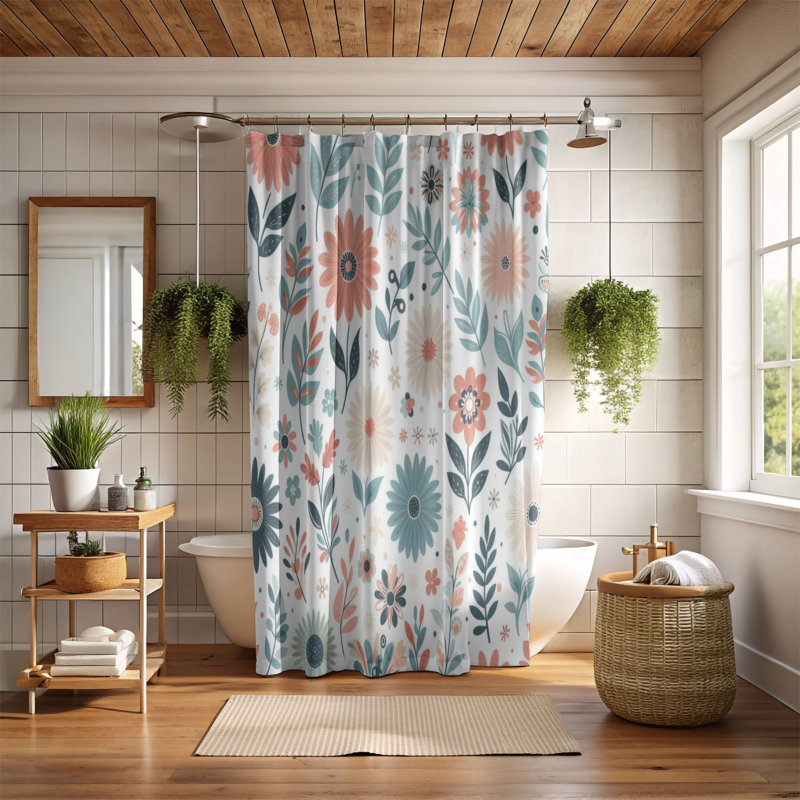 Rideau de douche standard 1 pièce Ferdous Flower Power, H 74 po x l 40 po