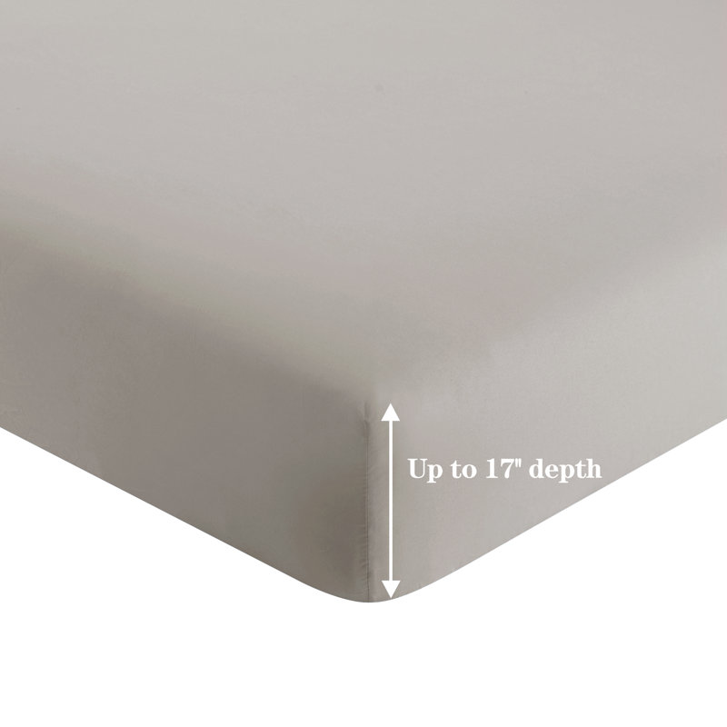 Taupe Queen Deep Pocket Satin Percale Sheet Set