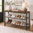 Shoe Rack Metal and Wood Design Space Saving Large Capacity Organizer for Closet Entryway Bedroom Living Room, 18.4" H x 29.5" W x 11.4" D, Brown-873327052-873327049