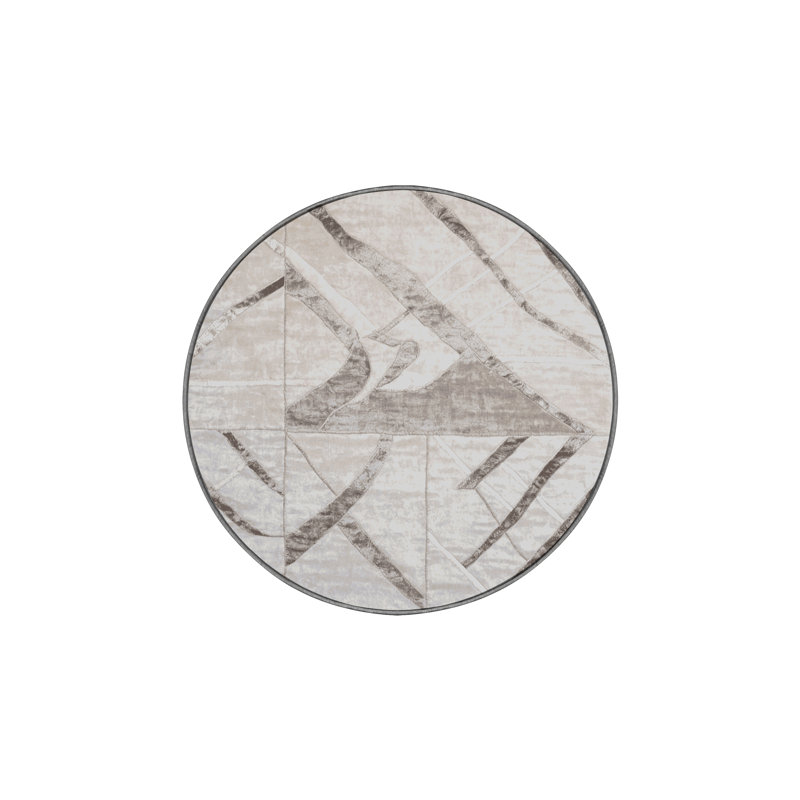 Machine Washable Gray Area Rug, Round 3'
