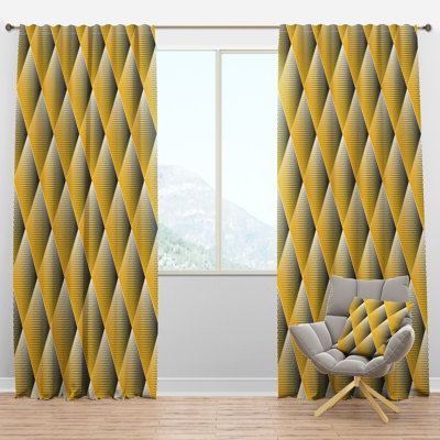 Panneau de rideau simple semi-diaphane avec passe-tringle Mid-Century