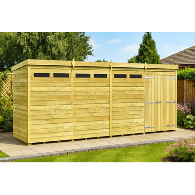 16ft x 4ft Pent Security Shed - Double Door