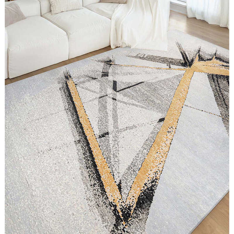 Hand Knotted Abstract Area Rug in Silver/Black/Beige, Rectangle 12' x 15'