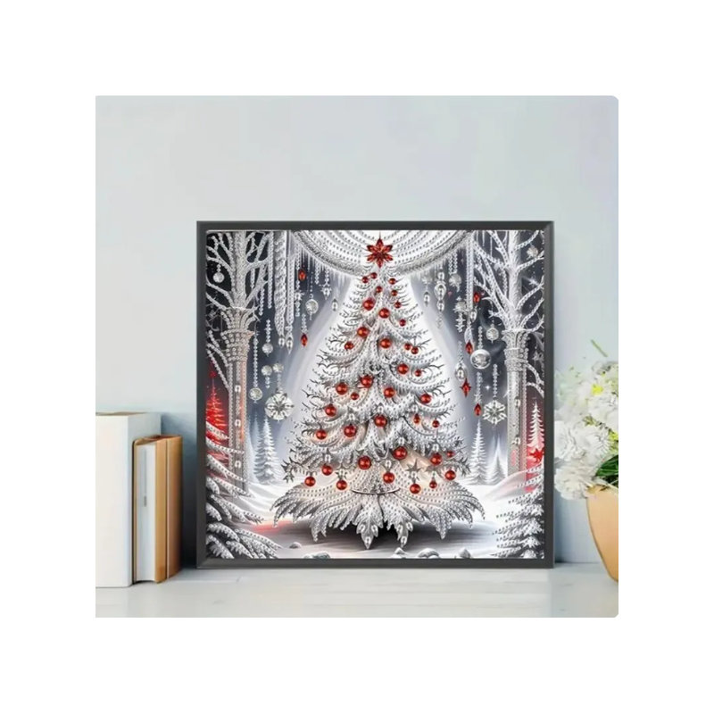 Silver Christmas Tree Diamond Painting Kit: 5D DIY Crystal Embroidery (30Cm X 30Cm)