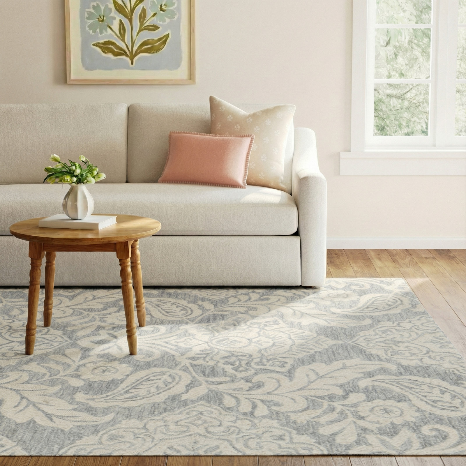 Armando Handmade Wool Gray/Taupe/Beige Rug, Rectangle 8' x 10'