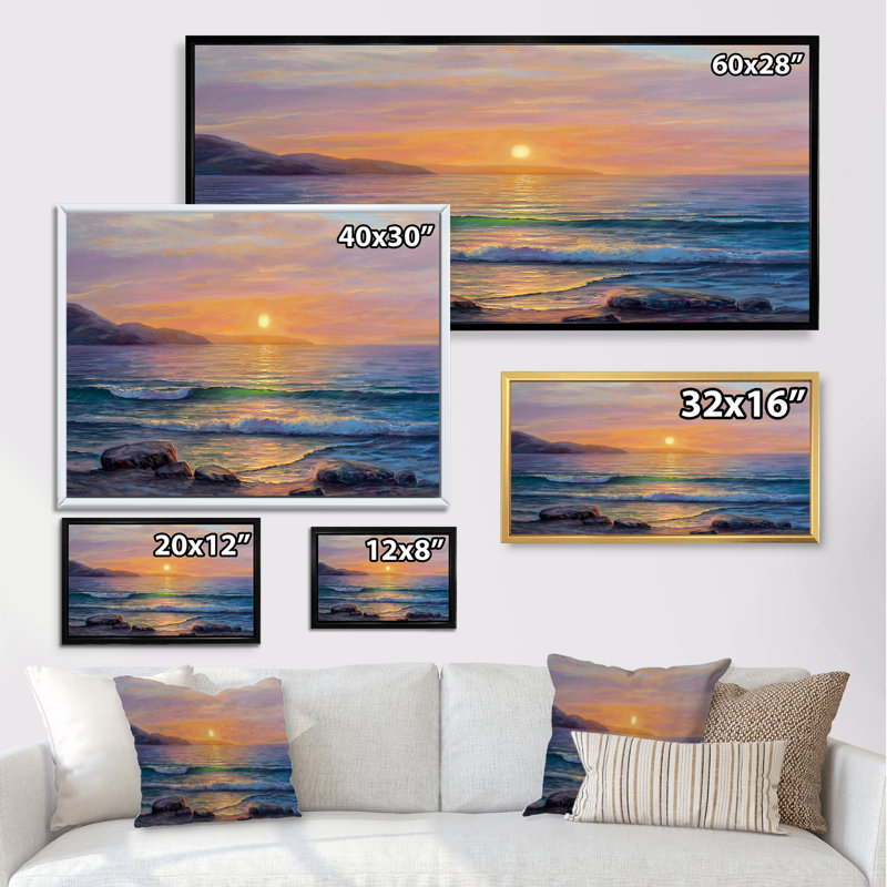 " Morning Sunlight On The Sea Waves IX ", Black Framed, 8" H x 12" W x 1" D