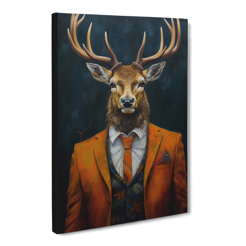 Stag In A Suit No.4 - No Frame Print, 76cm H x 50cm W x 3cm D