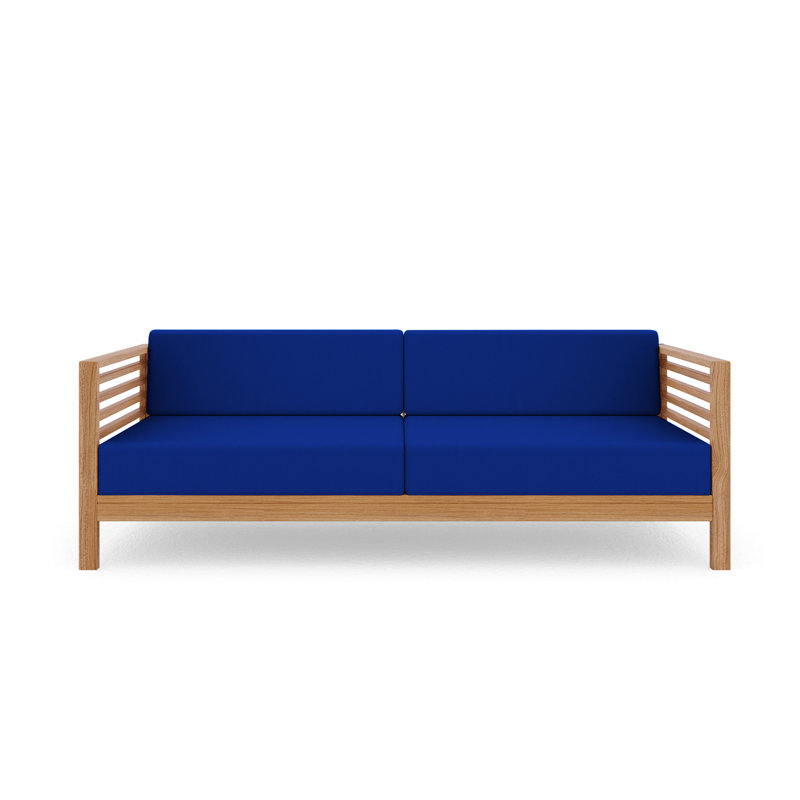 Amblewood Summer Teak Outdoor Sofa, Canvas Trueblue Sunbrella® Canvas