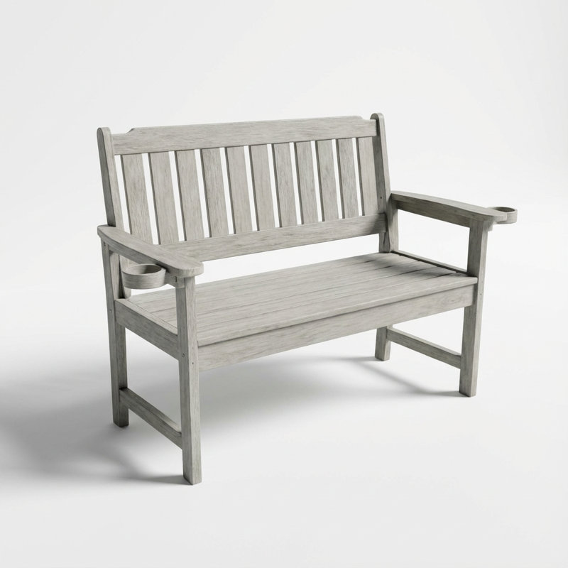 Banc d'extérieur moderne avec structure en acier inoxydable et lattes en composite bois-plastique, Gris clair