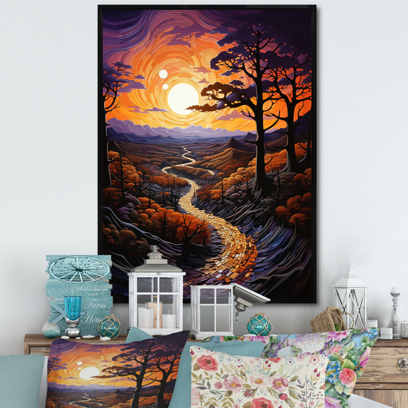 Balzhan Sunset Tangerine Twilight sur toile, H 40 po x l 30 po x P 1,5 po, Cadre flottant noir