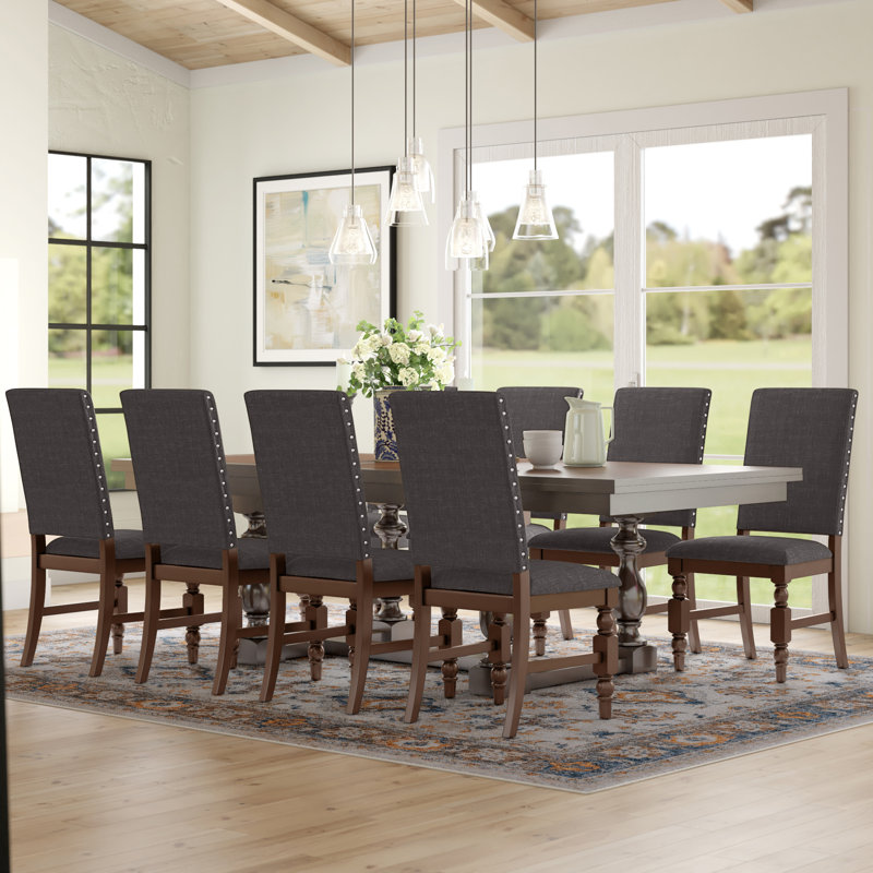 Donnellson 8 - Person Extendable Trestle Dining Set, Gray Linen
