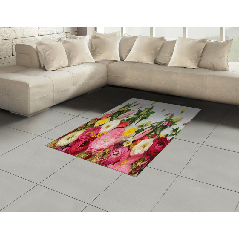 Wooden High Density Long Fiber Poly Threads Decorative Area Rug Carpet, Rectangle 4' x 5'8"
