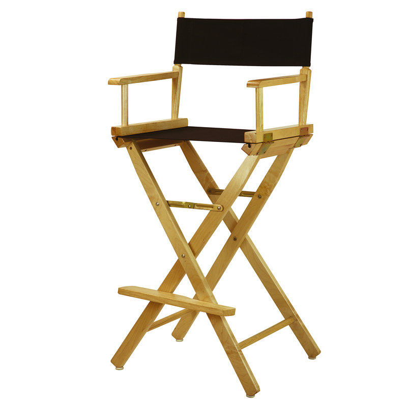 30" Folding Director Chair with Canvas, Natural, Black