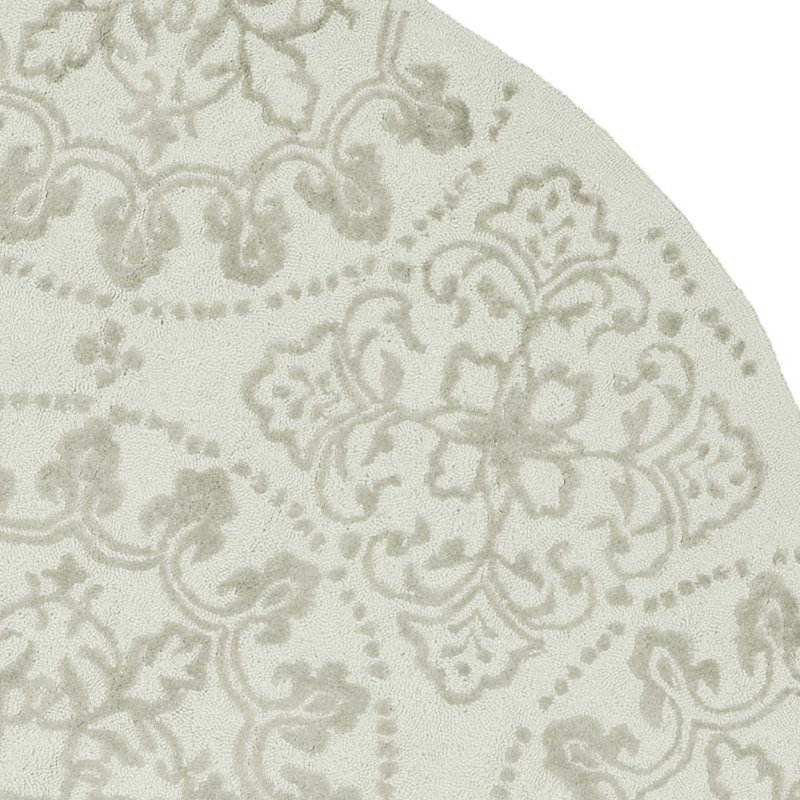 Chesterfeld Floral Hand Tufted Wool Shale Area Rug, Round 6'