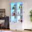 Glass Display Cabinet with 3 Color Led Lights, Wine Cabinet with Lock-1940893265