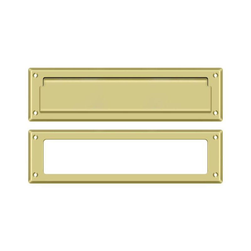 Brass Mail Slot, Polished Brass, 3.625" H x 13.125" W x 0.5625" D