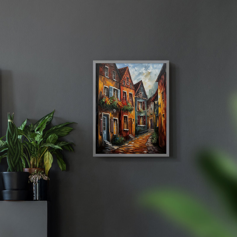 Paysages série CCLX - reproduction encadrée de qualité supérieure - prête à être accrochée - aucun clou requis, Gris