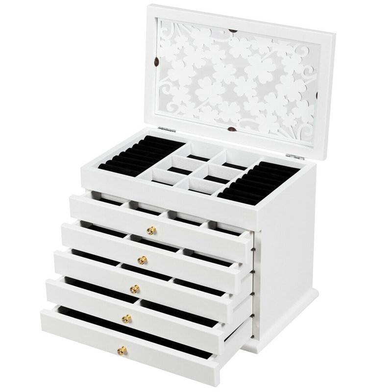 Jewellery Box + Drawers, White