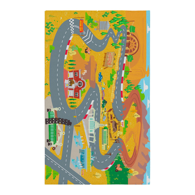 Children's Room Road-Themed Woven Base Rug, Rectangle 3'9.81" x 6'6.74"