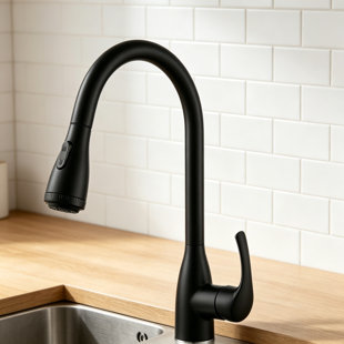 Matte Black Single-Handle High-Arc Kitchen Sink Faucet, Four Water Flow Modes, Stainless Steel Single-Layer Pull-Out Spray Head.