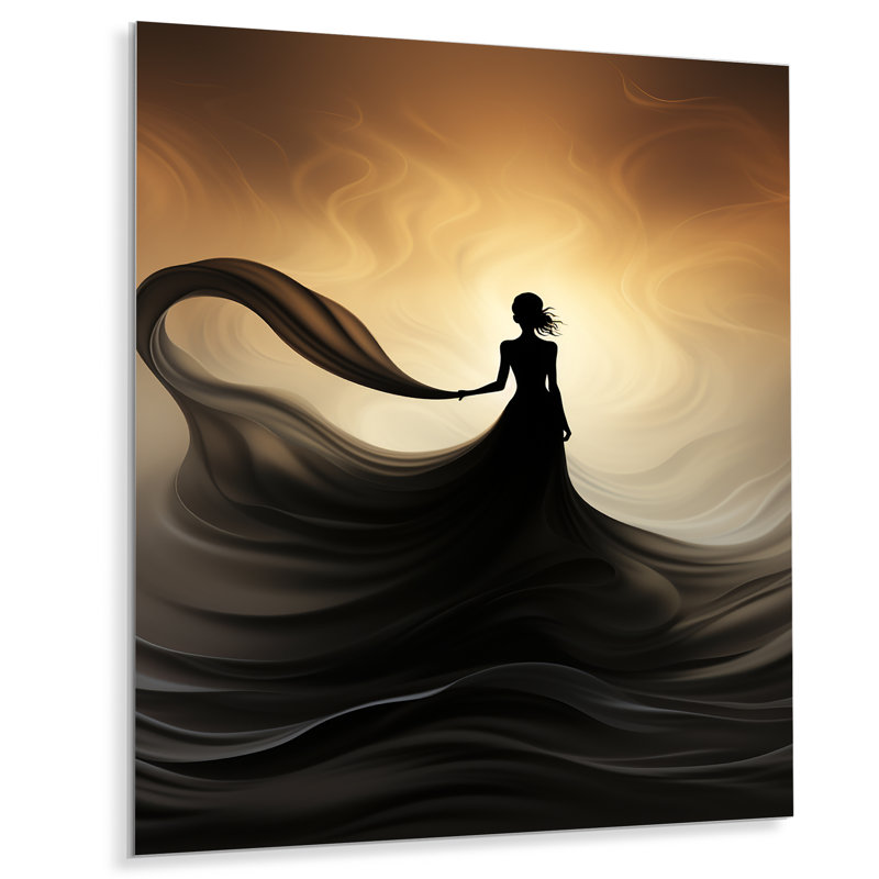 Robe haute couture jaune et noire - art mural en métal Dior, H 32 po x l 24 po x P 1 po