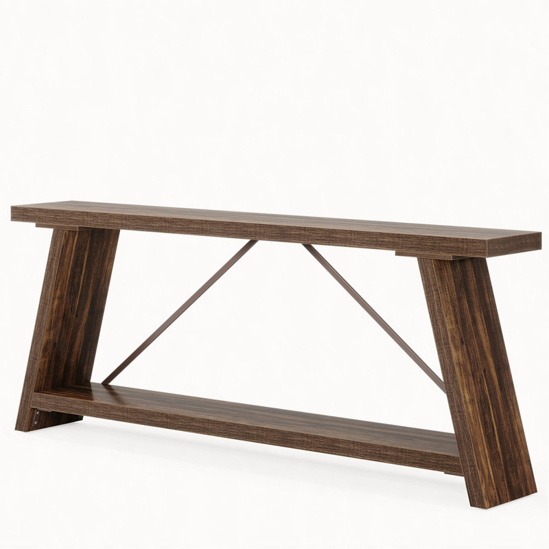 70.9 Inches Extra Long Sofa Table Behind Couch, Industrial Entryway Console Table with Storage for Hallway, Entry, Living Room, Dark Walnut Brown