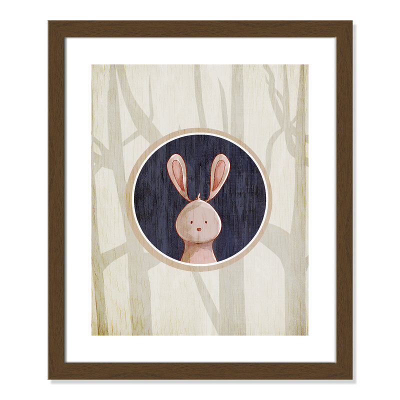 «Juvenile Forest Animals», impression sur papier, Cadre plat noyer, H 24,5 po x l 20,5 po x P 0,6 po