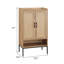 Armoire à chaussures avec portes en rotin, armoire de rangement à chaussures à 5 niveaux avec tablettes ouvertes