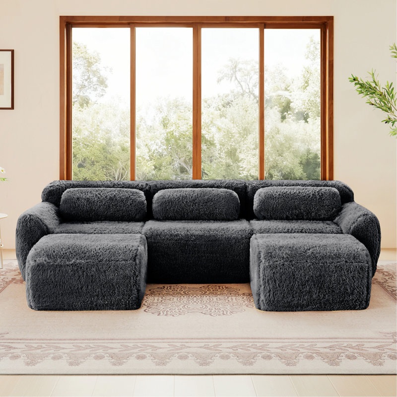 Canapé d'intérieur rembourré, canapé en U avec fond antidérapant pour chambre à coucher, bureau et cinéma maison, DARK GREY