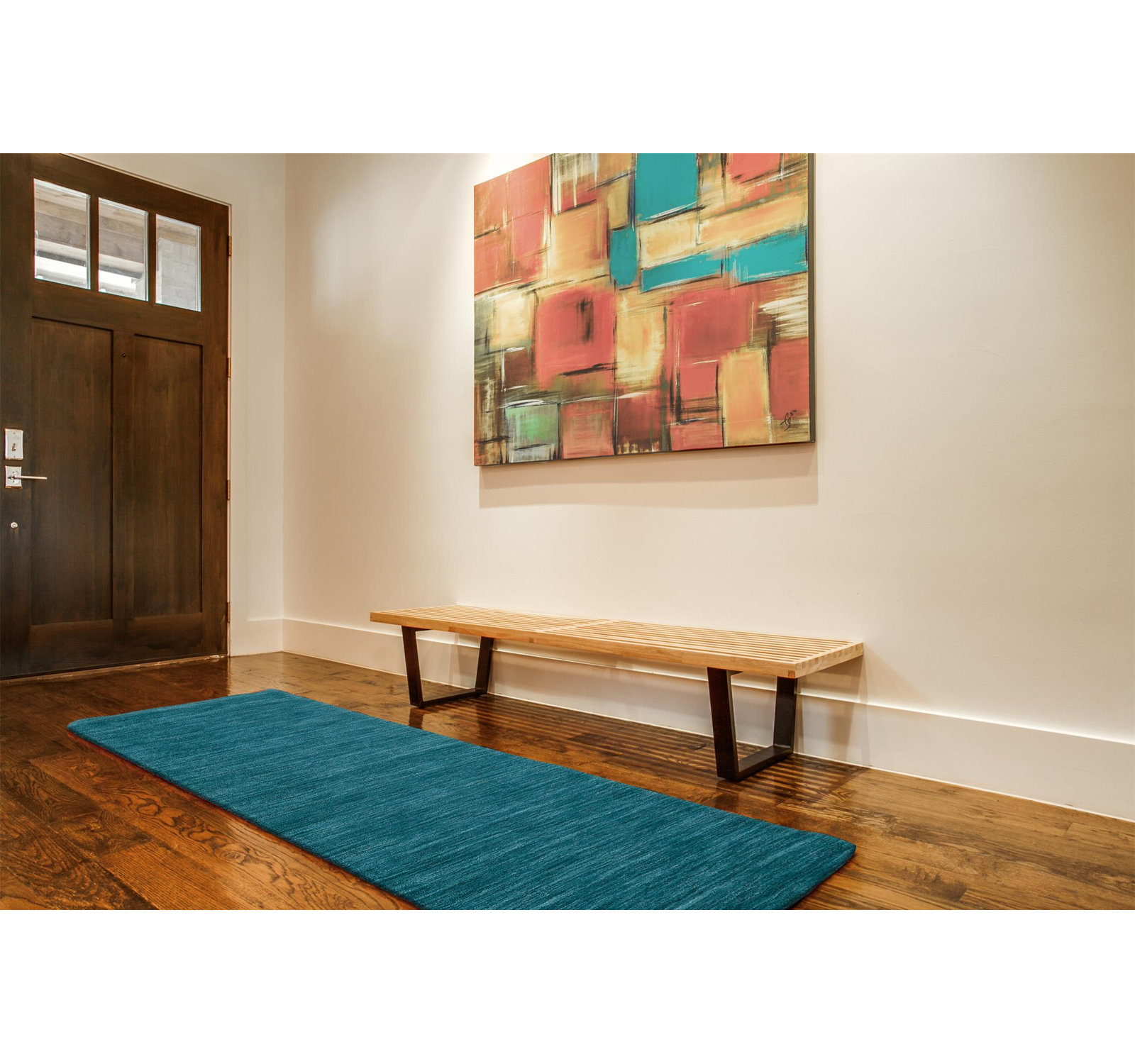 Kaden Hand-Woven Wool Shag Rug, Teal, Runner 2'6" x 8'