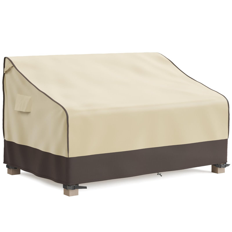 Outdoor Couch Cover Waterproof, Patio Furniture Covers For 2-Seater Couch, Moisture-Proof & UV-Protection, Brown & Khaki
