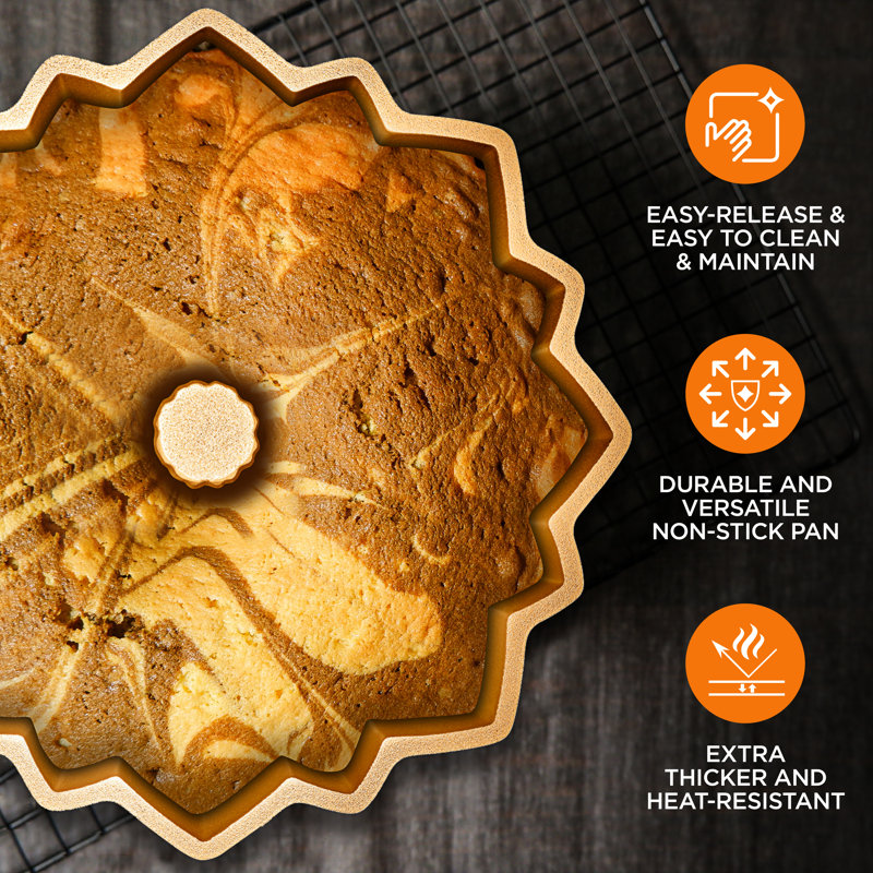 NutriChef Aluminum Non-Stick Round Fluted Cake Pan