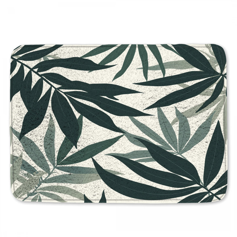 Tapis de bain à motif de feuilles tropicales, L 34 po x L 21 po