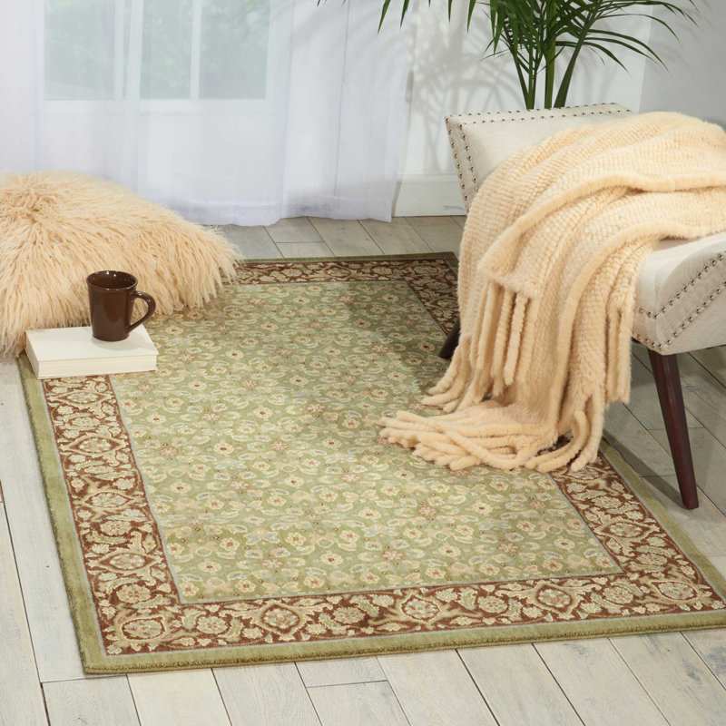Tapis oriental vert Stone Keep, Rectangle 3 pi 6 po x 5 pi 6 po