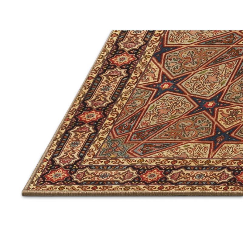 Tapis traditionnel bleu foncé / beige, Rectangle 2 pi x 3 pi