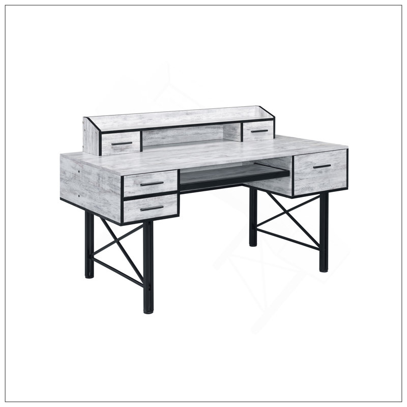 Bureau d'ordinateur polyvalent avec plusieurs options de rangement pour un espace de travail efficace