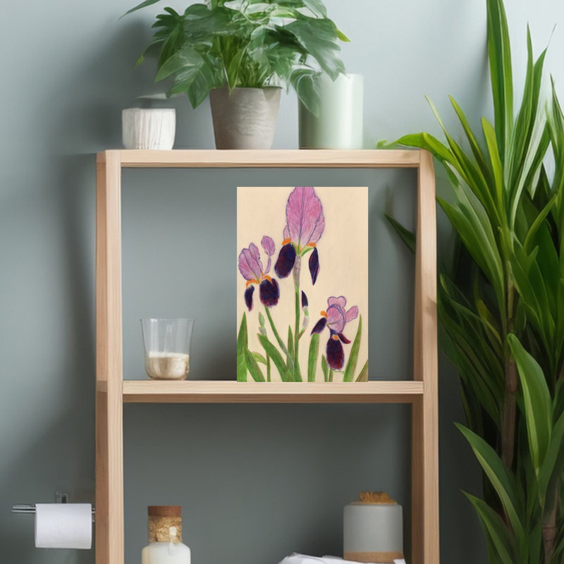 Art mural vibrant, iris mauves délicats, iris, H 18 po x l 12 po