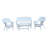4pc White Wicker Conversation Set-23609059-23609068