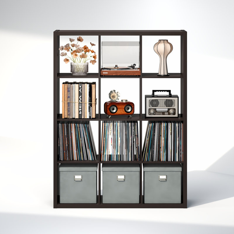 Tanvee 147.19 cm H Media Shelves, Dark Oak
