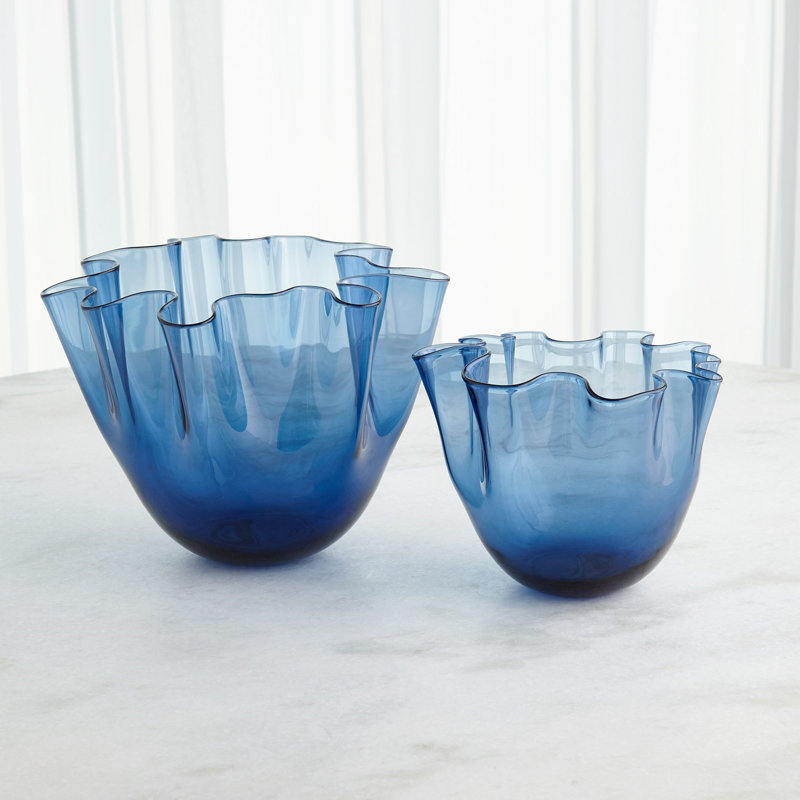 Glass Table Vase, 10.25" H x 11.75" W x 11.75" D