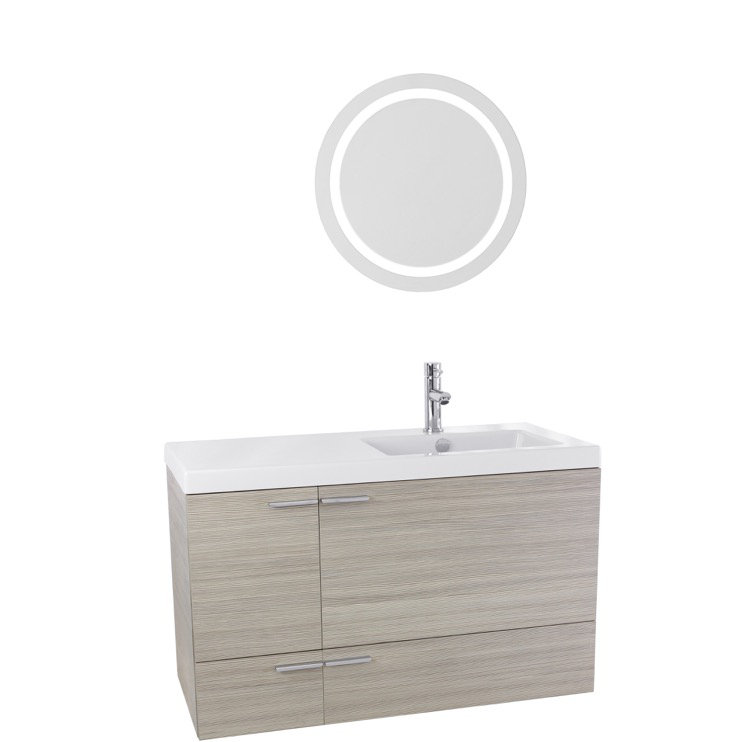 Ensemble de meuble-lavabo de salle de bain simple fixé au mur 39 po avec miroir Urbain, Mélèze Canapa