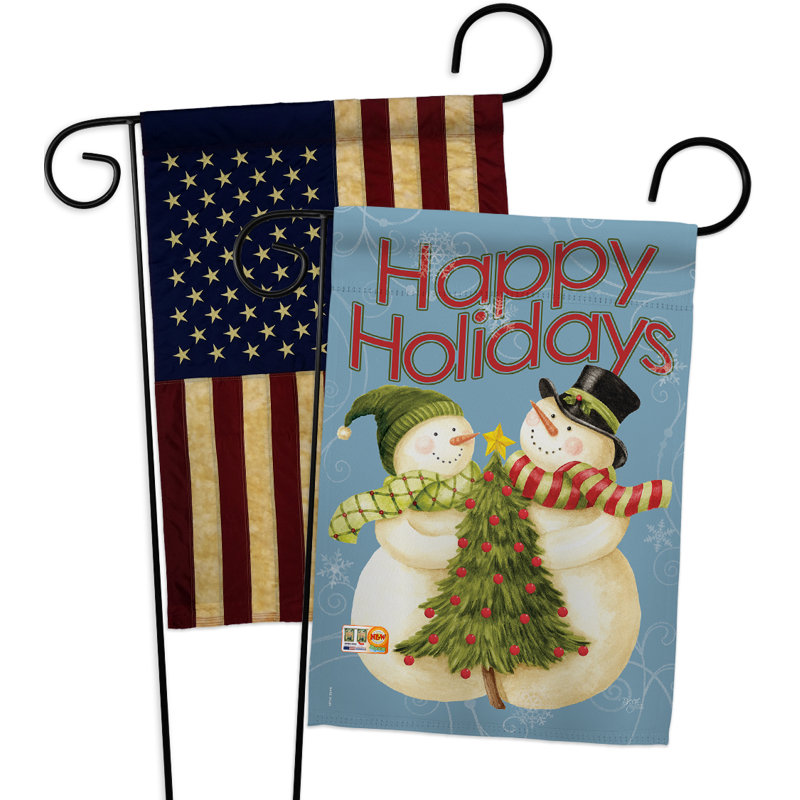Drapeau de jardin 2 côtés en polyester 19 po x 13 po 2 pièces joyeuses fêtes
