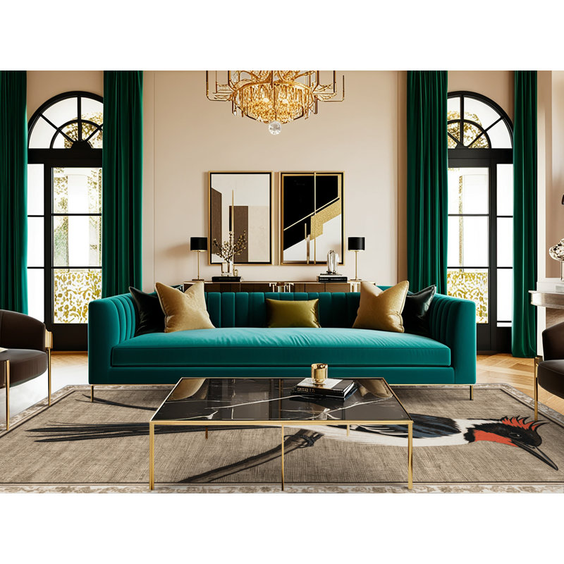  Tapis lavable à queue fourchue et oiseaux mouchetés, Carré 4 pi